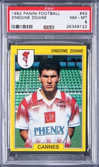 1991-92 Panini Football #43 Zinedine Zidane Rookie Card - PSA NM-MT 8